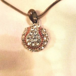 Sparkley ‎Softball Charm Necklace